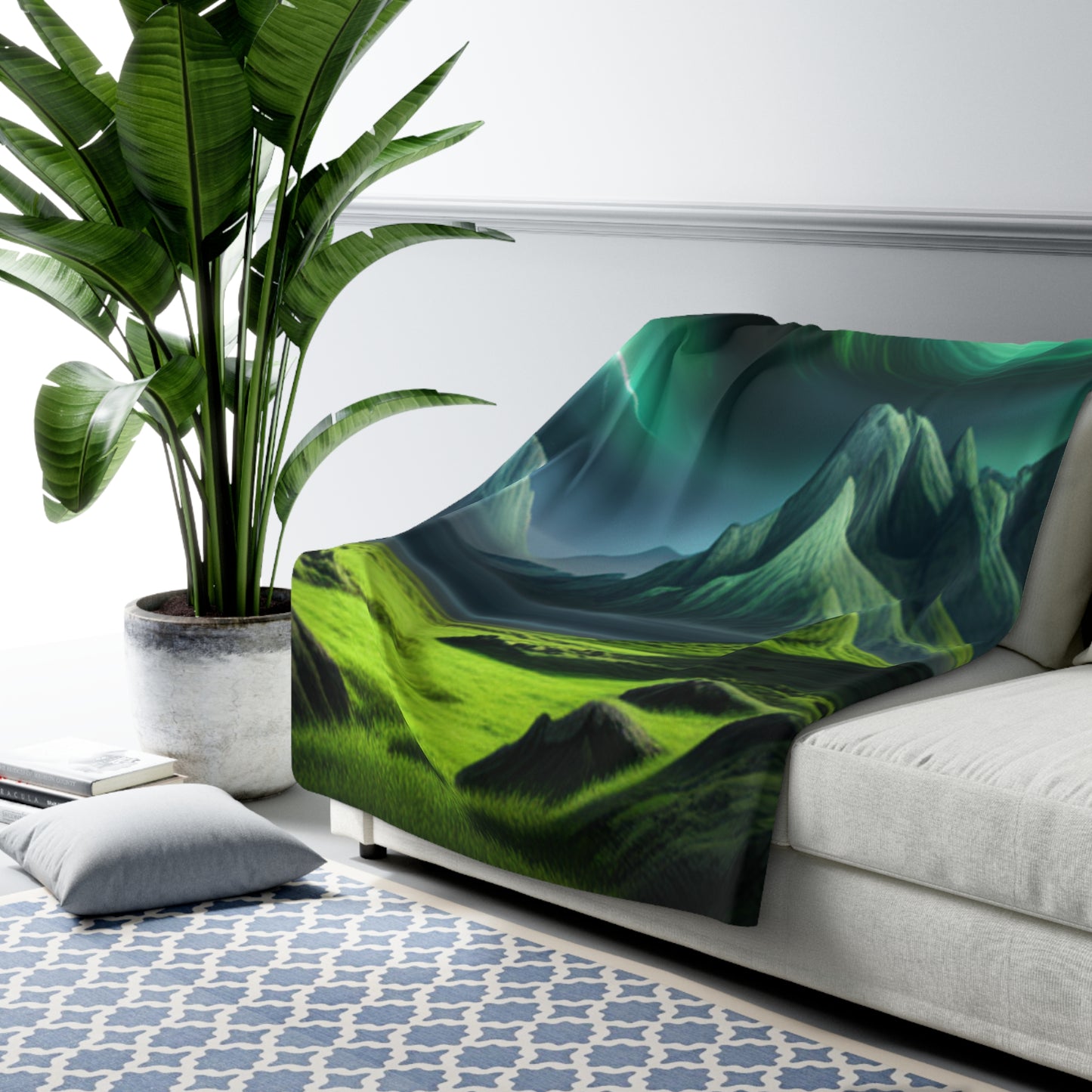 Green Night-time Alien Planet Fleece Blanket