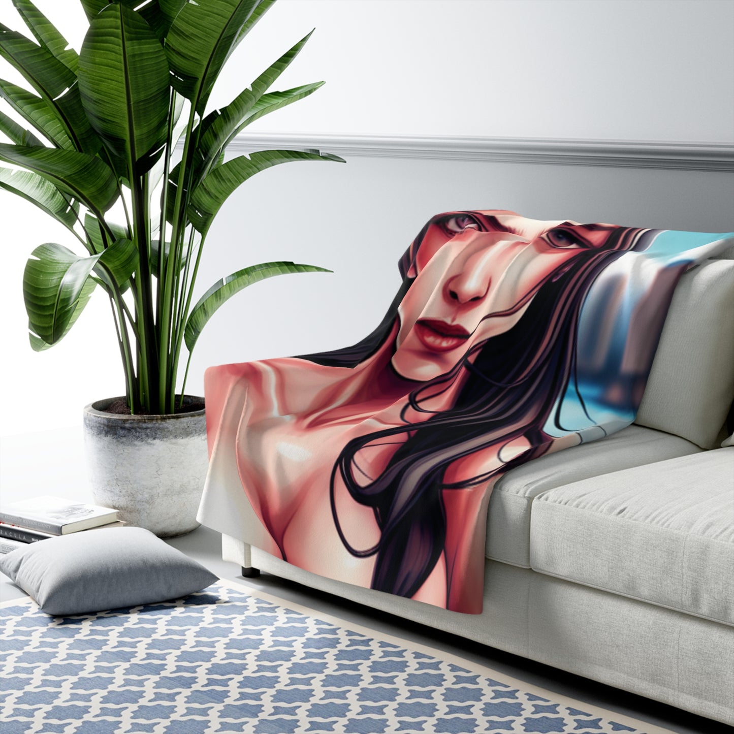 Brown-haired Topless Piercing Brown Eyed Girl Fleece Blanket