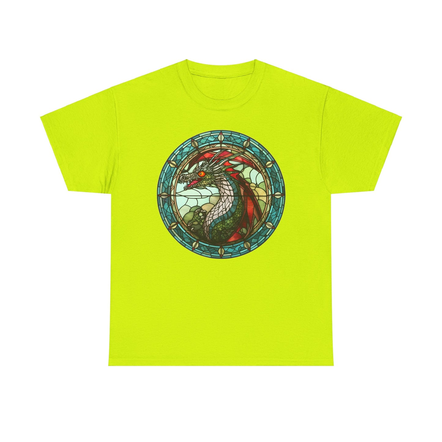 Green Stain-Glass Dragon Heavy Cotton Tee