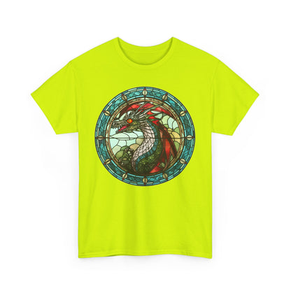 Green Stain-Glass Dragon Heavy Cotton Tee