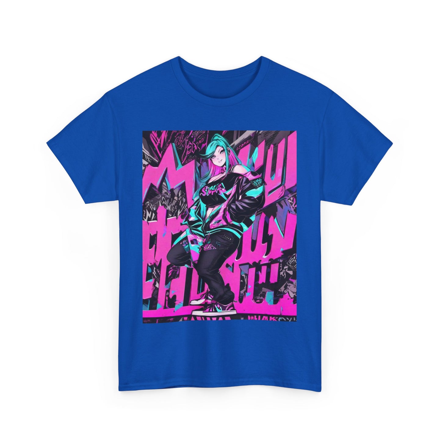 "90's Inspired Techno-Anime Girl" Heavy Cotton Tee