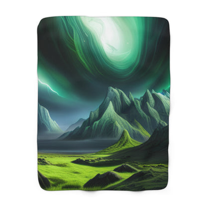 Green Night-time Alien Planet Fleece Blanket