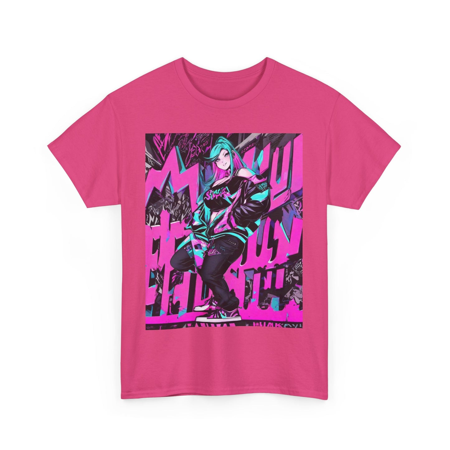 "90's Inspired Techno-Anime Girl" Heavy Cotton Tee