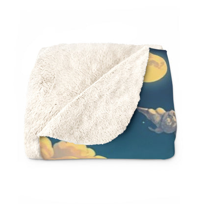 "Two White Horses Running Under a Duel Moon" Sherpa Fleece Blanket