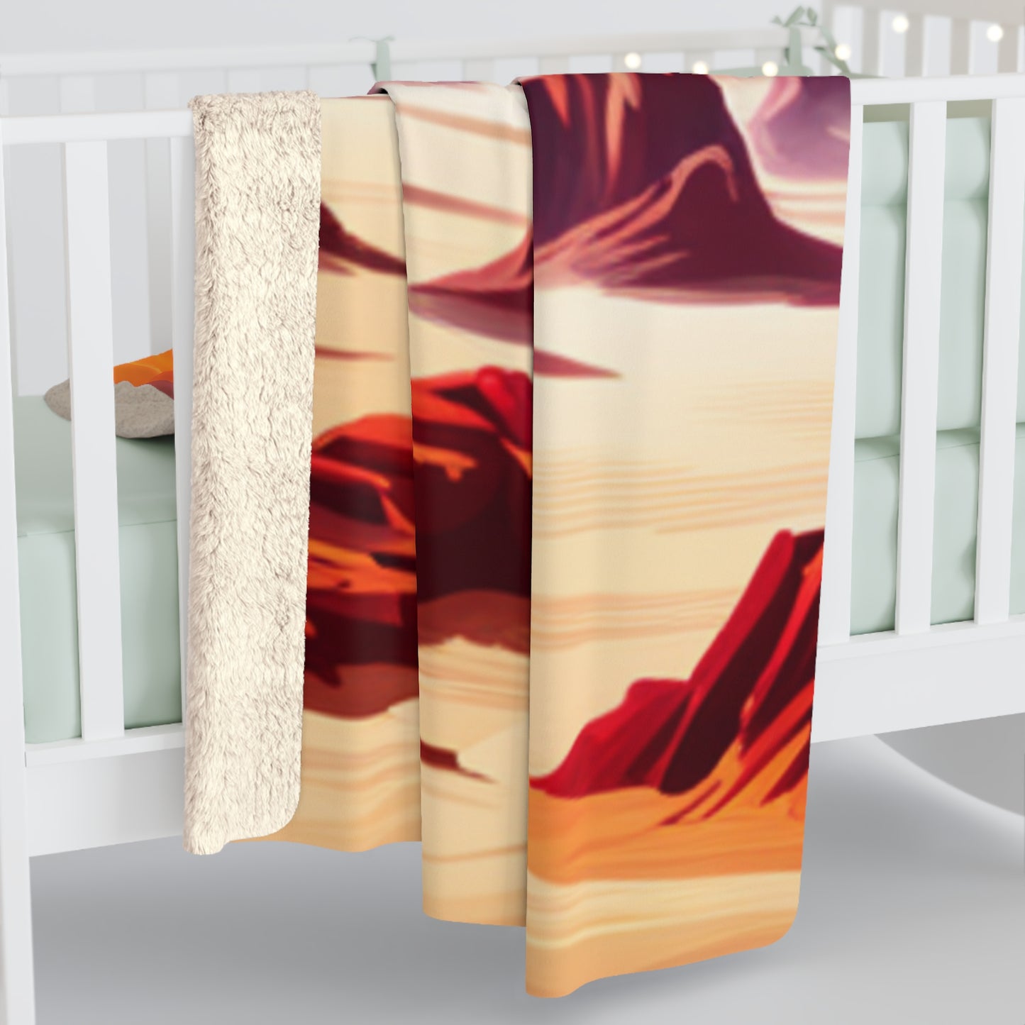 Rocky Sandy Alien Planet Watercolor Landscape Fleece Blanket