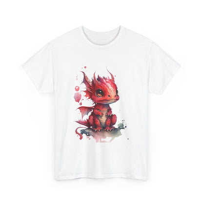 Crimson-Red Baby Dragon Heavy Cotton Tee