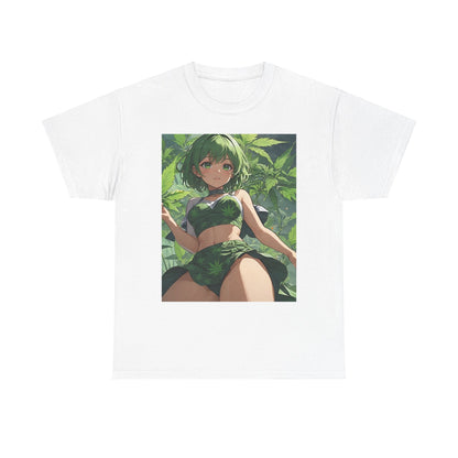 Green-Haired Stoner Girl Heavy Cotton Tee