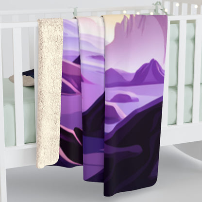 Purple Rocky Watercolor Alien Planet Fleece Blanket