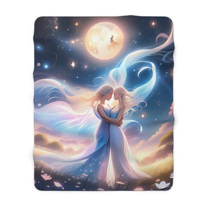 2 Women Holding Each-Other Sherpa Fleece Blanket