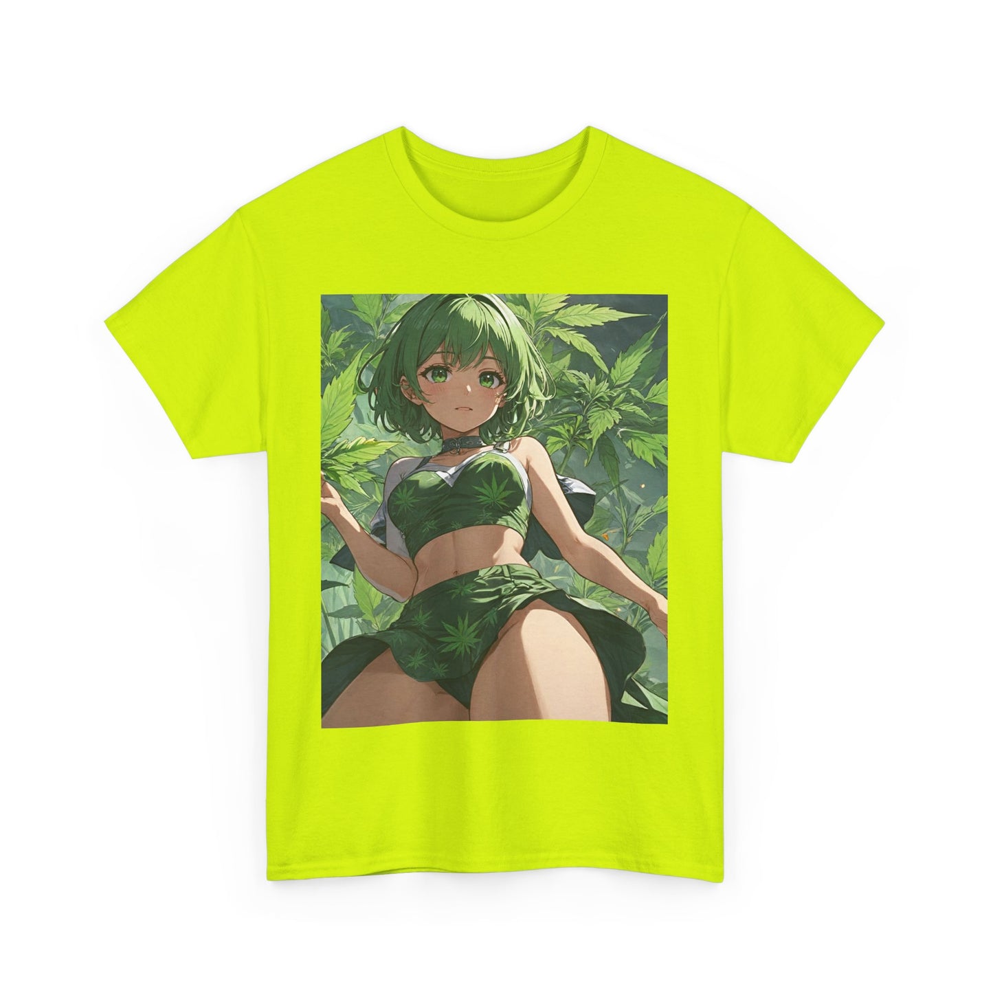 Green-Haired Stoner Girl Heavy Cotton Tee