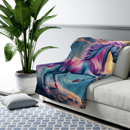 "Galactic Horse on an Alien Planet" Sherpa Fleece Blanket