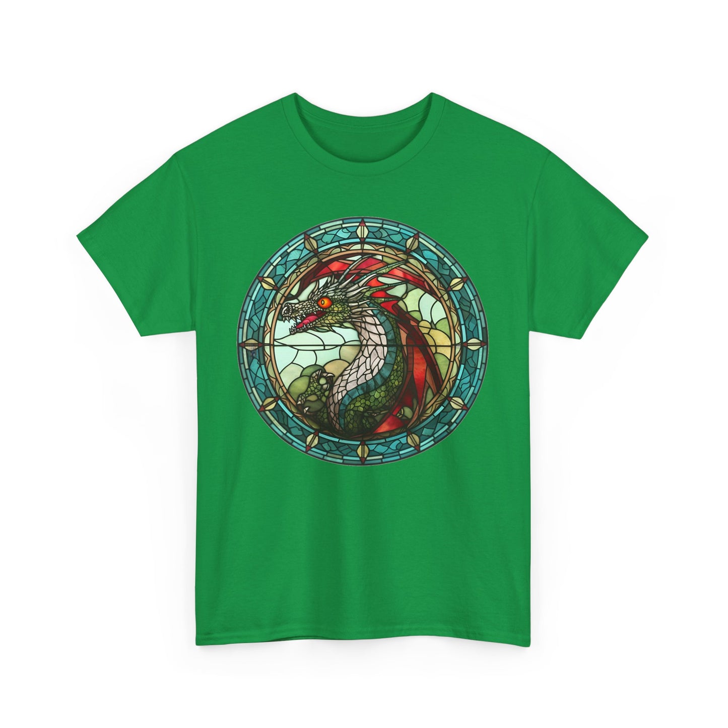 Green Stain-Glass Dragon Heavy Cotton Tee