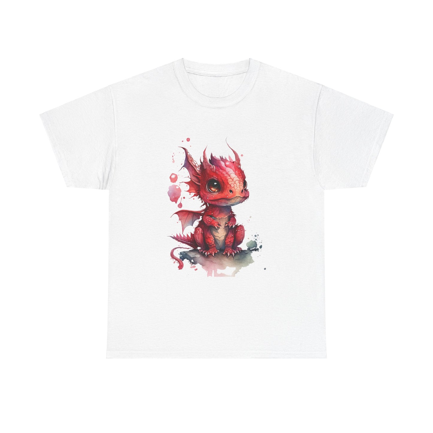 Crimson-Red Baby Dragon Heavy Cotton Tee