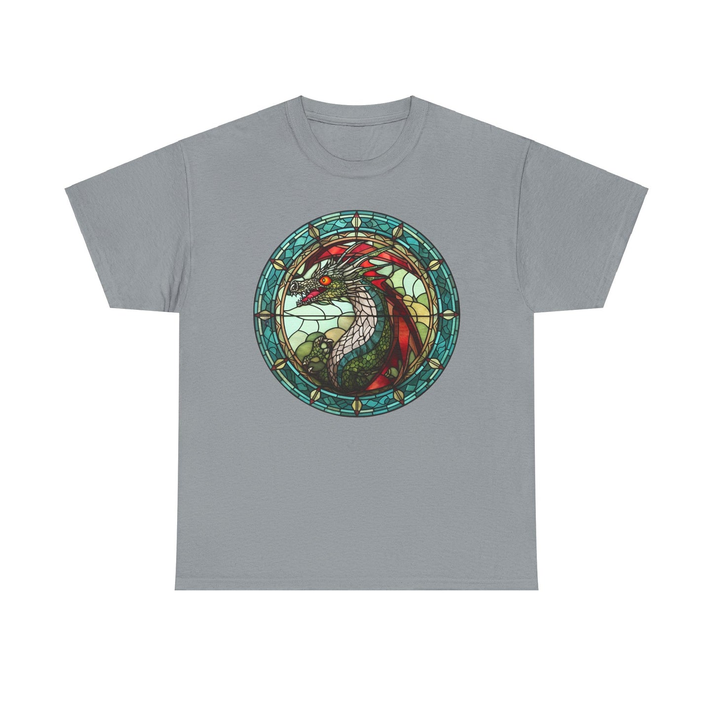 Green Stain-Glass Dragon Heavy Cotton Tee