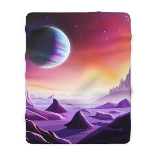 Purple Rocky Watercolor Alien Planet Fleece Blanket