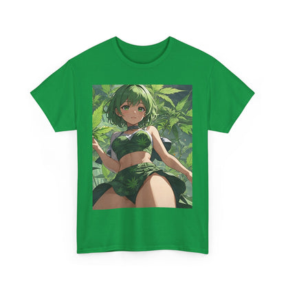 Green-Haired Stoner Girl Heavy Cotton Tee