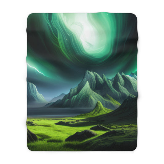 Green Night-time Alien Planet Fleece Blanket