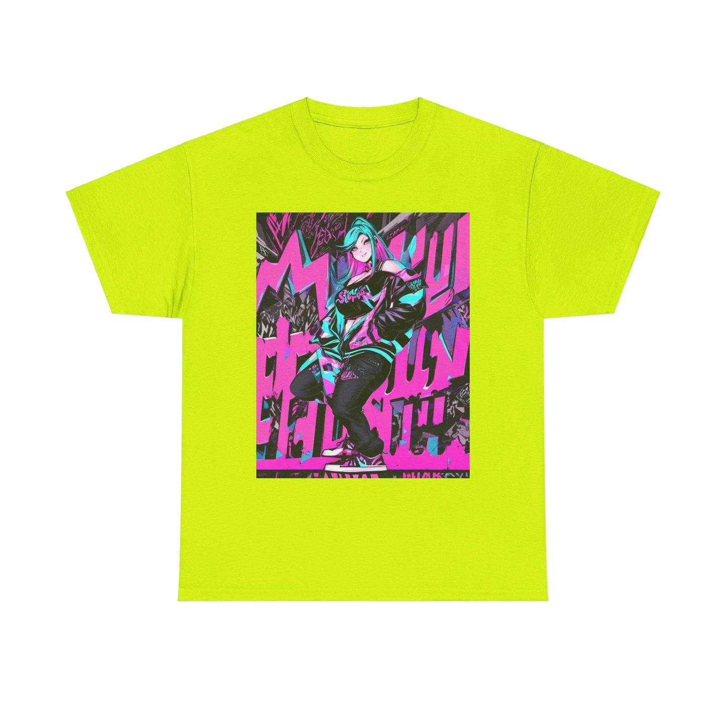 "90's Inspired Techno-Anime Girl" Heavy Cotton Tee