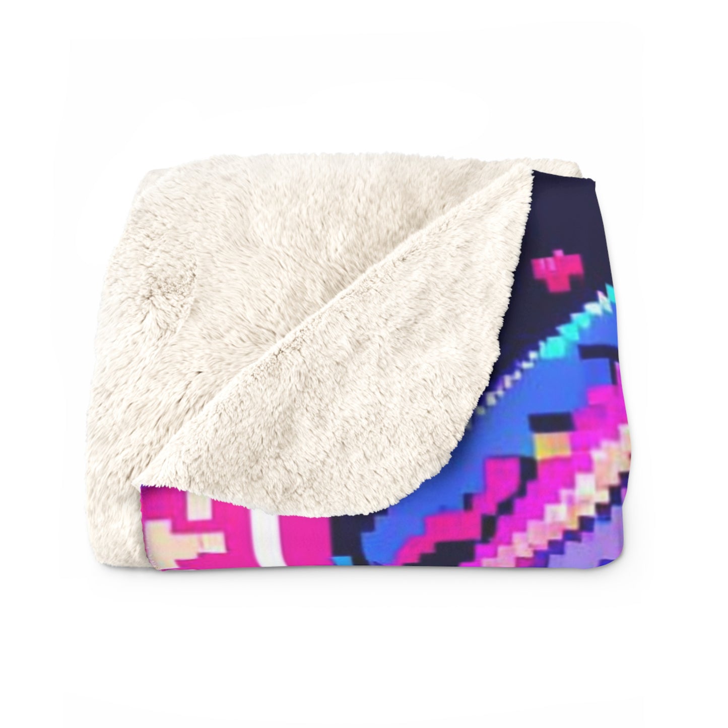 Glitched-Out Digital Waifu Sherpa Fleece Blanket