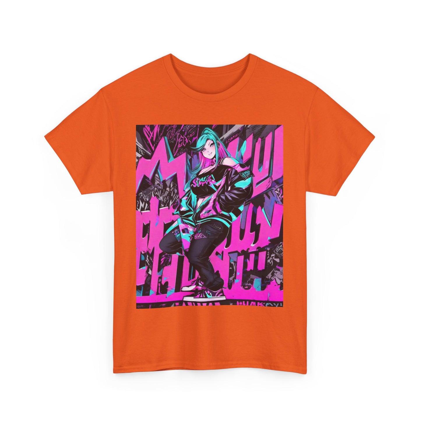 "90's Inspired Techno-Anime Girl" Heavy Cotton Tee